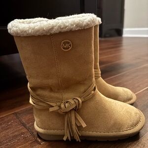 Michael Kors Camel Suede Boots with Shearling Trim